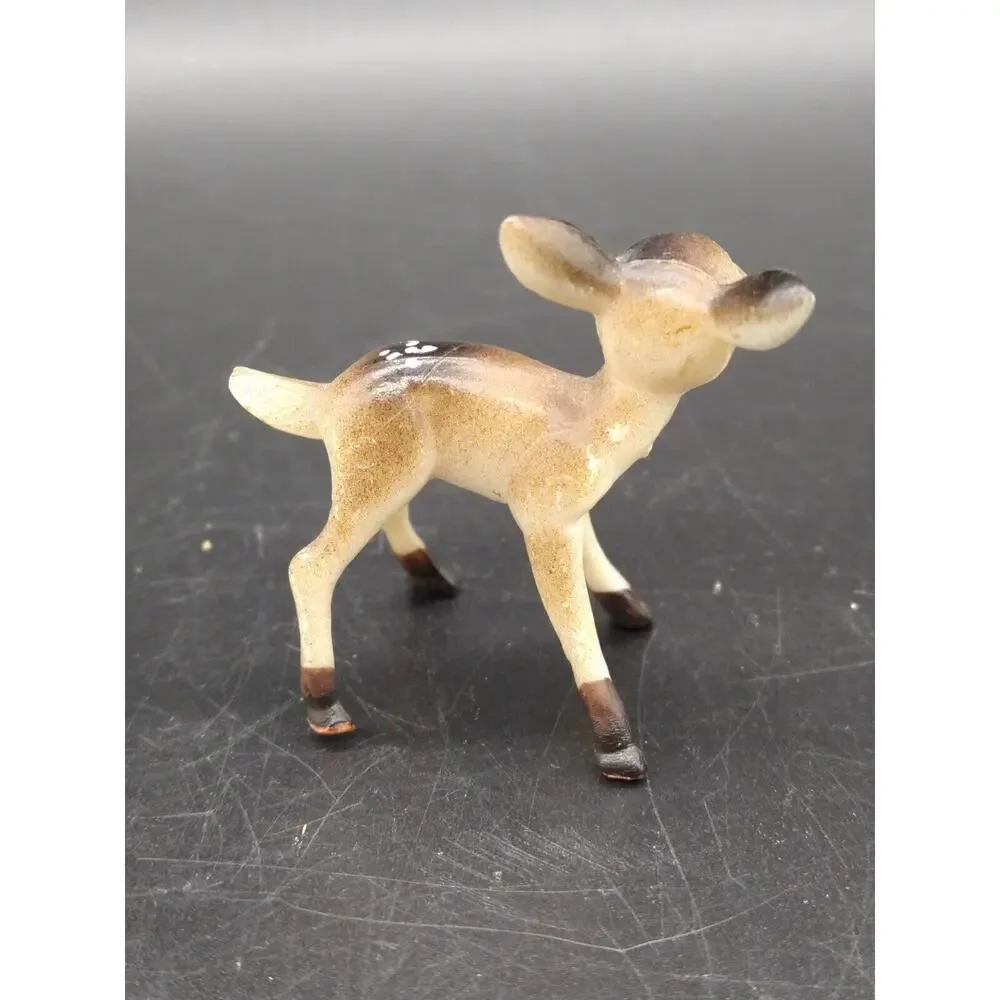 Vintage Celluloid Deerindeer Deer Reindeer Fawn Figurine Mini Christmas Deer 2”